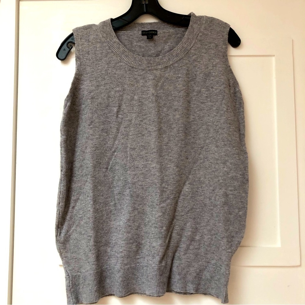 Coco + Carmen grey sweater vest Crewneck soft stretchy lightweight L/XL